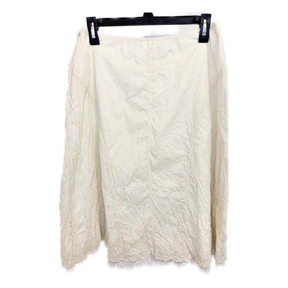 Next Crinkle Lace Eyelet Cotton Skirt Midi Boho Ruffle Cottagecore UK 12 / US 10 - Picture 6 of 7